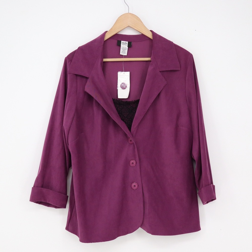 Studio 1940 Skirt Suit Womens 16W Purple Medallion Professional
